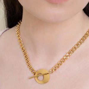 Chunky Chain Necklace 14K Gold Plated over Stainless steel choker necklace